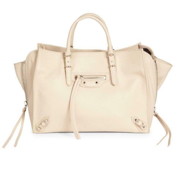 Balenciaga Papier Leather Satchel Bag In Beige - Picture 1 of 14